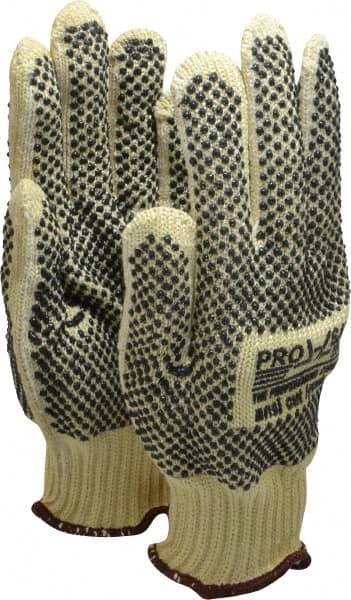 PRO-SAFE - Size L (9), ANSI Cut Lvl 4, PVC Coated Cut Resistant Gloves - Fully Coated Coated, ATA/Cotton Lining, Knit Wrist, Yellow/Black, Paired - Americas Industrial Supply