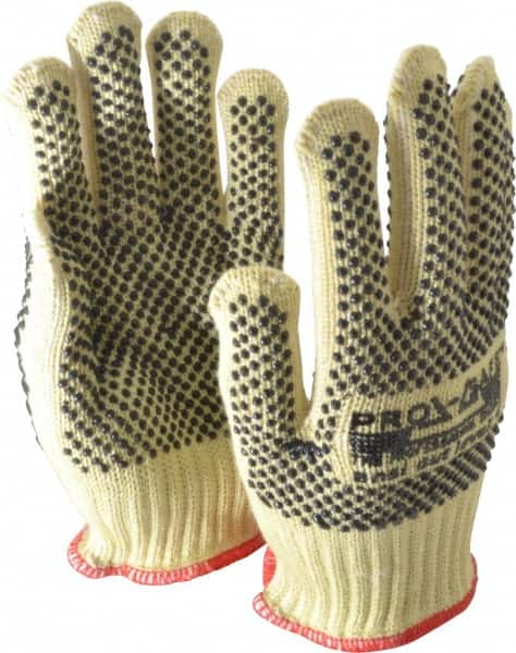 PRO-SAFE - Size S (7), ANSI Cut Lvl 4, PVC Coated Cut Resistant Gloves - Fully Coated Coated, ATA/Cotton Lining, Knit Wrist, Yellow/Black, Paired - Americas Industrial Supply
