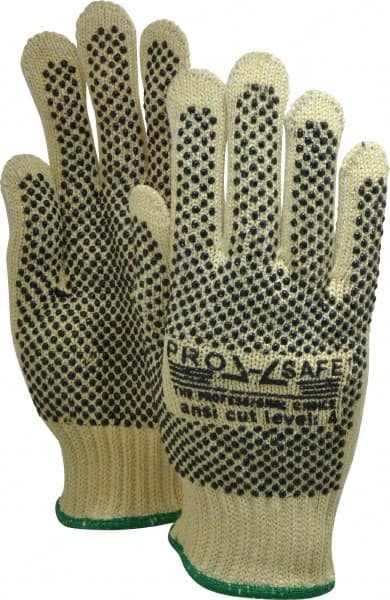PRO-SAFE - Size M (8), ANSI Cut Lvl 4, PVC Coated Cut Resistant Gloves - Fully Coated Coated, ATA/Cotton Lining, Knit Wrist, Yellow/Black, Paired - Americas Industrial Supply
