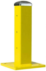 Steel King - Double 42 Inch High Corner Steel Guard Rail Mount Post - Yellow, 10 Inch Mounted Length x 10 Inch Mounted Width For Use with Steel King Railing - Americas Industrial Supply
