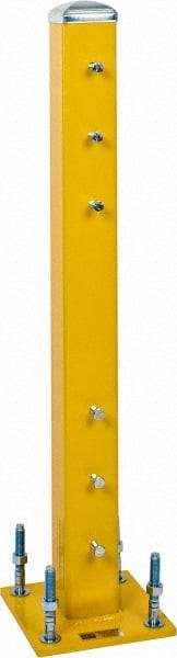 Steel King - Double 42 Inch High Center Steel Guard Rail Mount Post - Yellow, 10 Inch Mounted Length x 10 Inch Mounted Width For Use with Steel King Railing - Americas Industrial Supply