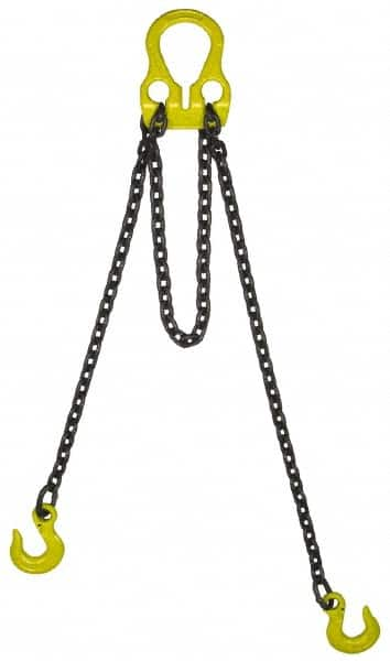 Lift-All - 14' Long, 15,200 Lb Basket Capacity, 12,300 Lb Vertical Capacity, Alloy Steel Web Sling - Adjust-A-Link Chain Sling, 3/8" Diam Chain - Americas Industrial Supply