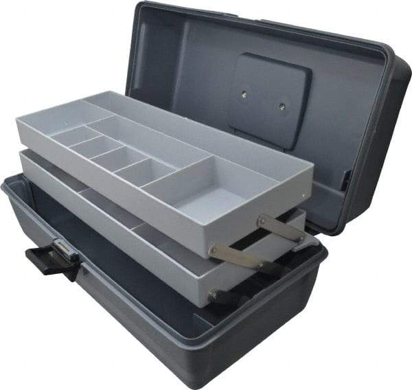 Flambeau - 11 Compartment 2 Tray Tool Box - 15" Wide x 6-3/4" Deep x 6-1/2" High, Copolymer Resin, Gray - Americas Industrial Supply