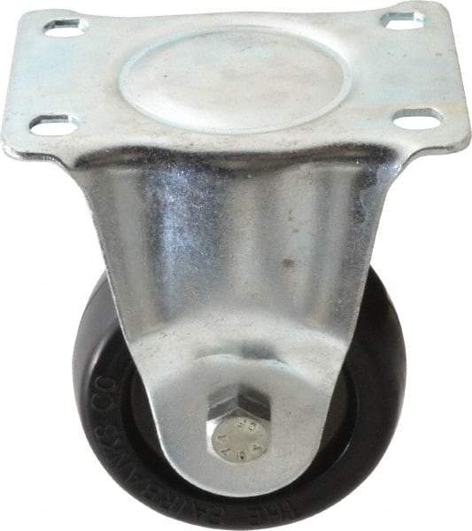 Fairbanks - 3" Diam x 1-1/4" Wide x 4-3/8" OAH Top Plate Mount Rigid Caster - Soft Rubber, 175 Lb Capacity, Self-Lubricating Bearing, 2-7/8 x 3-5/8" Plate - Americas Industrial Supply