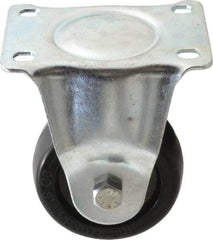 Fairbanks - 3" Diam x 1-1/4" Wide x 4-3/8" OAH Top Plate Mount Rigid Caster - Soft Rubber, 175 Lb Capacity, Self-Lubricating Bearing, 2-7/8 x 3-5/8" Plate - Americas Industrial Supply