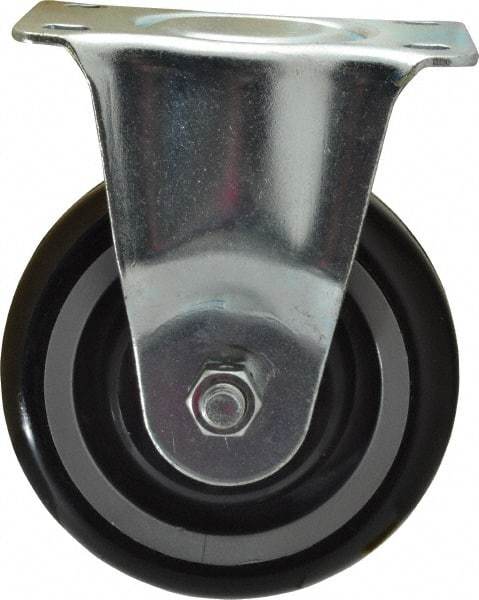 Fairbanks - 4" Diam x 1-1/4" Wide x 5" OAH Top Plate Mount Rigid Caster - Polyurethane, 250 Lb Capacity, Ball Bearing, 2-7/8 x 3-5/8" Plate - Americas Industrial Supply