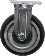 Fairbanks - 5" Diam x 1-1/4" Wide x 6-15/32" OAH Top Plate Mount Rigid Caster - Polyurethane, 275 Lb Capacity, Ball Bearing, 2-7/8 x 3-5/8" Plate - Americas Industrial Supply