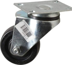 Fairbanks - 3" Diam x 1-1/4" Wide x 4-3/8" OAH Top Plate Mount Swivel Caster - Soft Rubber, 125 Lb Capacity, Self-Lubricating Bearing, 2-7/8 x 3-5/8" Plate - Americas Industrial Supply