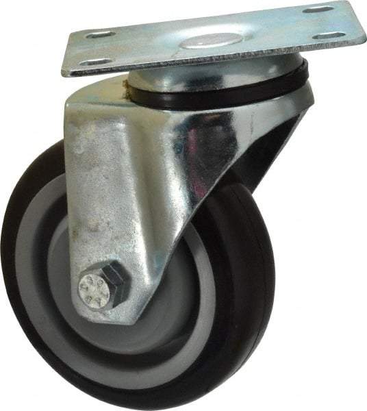 Fairbanks - 4" Diam x 1-1/4" Wide x 5" OAH Top Plate Mount Swivel Caster - Polyurethane, 250 Lb Capacity, Ball Bearing, 2-7/8 x 3-5/8" Plate - Americas Industrial Supply