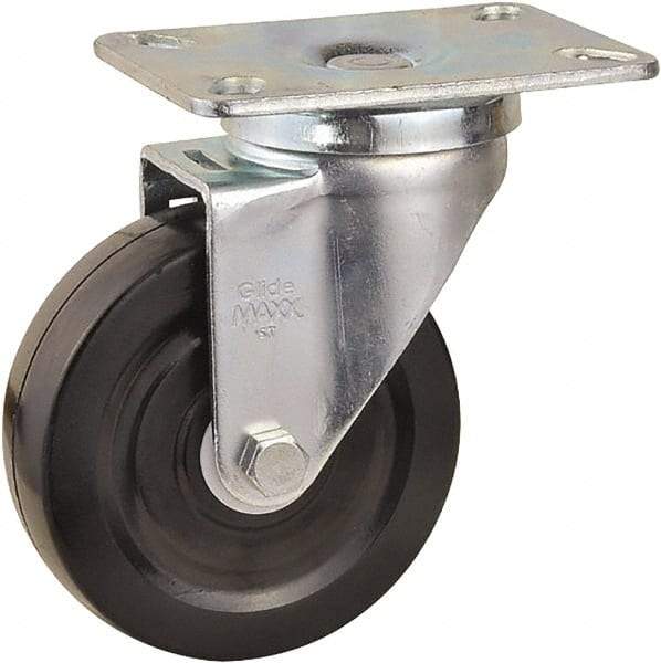 Value Collection - 4" Diam x 1-1/4" Wide x 5-13/32" OAH Top Plate Mount Swivel Caster - Soft Rubber, 200 Lb Capacity, Self-Lubricating Bearing, 2-7/8 x 3-5/8" Plate - Americas Industrial Supply