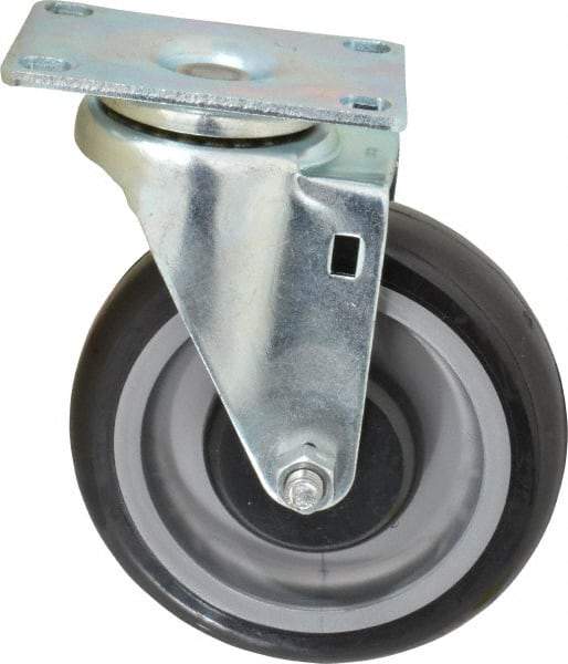 Fairbanks - 5" Diam x 1-1/4" Wide x 6-15/32" OAH Top Plate Mount Swivel Caster - Polyurethane, 275 Lb Capacity, Ball Bearing, 2-7/8 x 3-5/8" Plate - Americas Industrial Supply