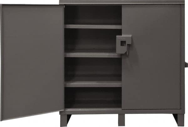 Durham - 3 Shelf Locking Storage Cabinet - Steel, 60" Wide x 24" Deep x 60" High, Gray - Americas Industrial Supply