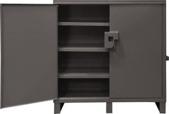 Durham - 3 Shelf Locking Storage Cabinet - Steel, 60" Wide x 24" Deep x 60" High, Gray - Americas Industrial Supply