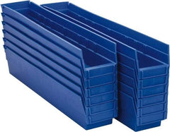 Akro-Mils - 23-5/8" Deep, Blue Hopper Shelf Bin - 4" High x 4-1/8" Wide x 23-5/8" Long - Americas Industrial Supply