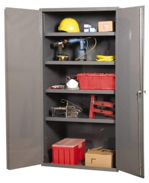 Durham - 3 Shelf Locking Storage Cabinet - Steel, 36" Wide x 24" Deep x 72" High, Gray - Americas Industrial Supply