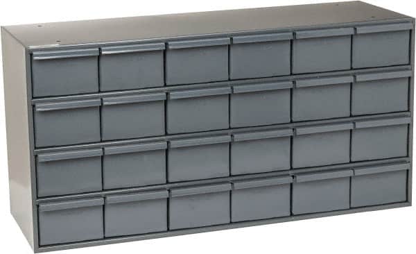 Durham - 24 Drawer, Small Parts Steel Storage Cabinet - 11-3/4" Deep x 33-3/4" Wide x 17" High - Americas Industrial Supply