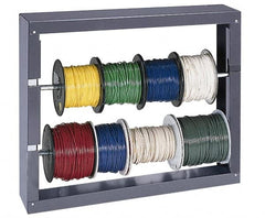 Durham - 2 Cylinder, Gray Wire Spool Rack - 26-1/8" Wide x 17-7/8" High x 6" Deep - Americas Industrial Supply