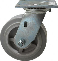 Value Collection - 6" Diam x 2" Wide x 7-1/2" OAH Top Plate Mount Swivel Caster - TPR, 550 Lb Capacity, Roller Bearing, 4 x 4-1/2" Plate - Americas Industrial Supply