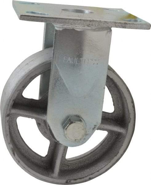 Albion - 5" Diam x 2" Wide x 6-1/2" OAH Top Plate Mount Rigid Caster - Semi-Steel, 900 Lb Capacity, Roller Bearing, 4 x 4-1/2" Plate - Americas Industrial Supply