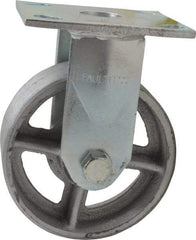 Albion - 5" Diam x 2" Wide x 6-1/2" OAH Top Plate Mount Rigid Caster - Semi-Steel, 900 Lb Capacity, Roller Bearing, 4 x 4-1/2" Plate - Americas Industrial Supply