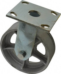 Albion - 6" Diam x 2" Wide x 7-1/4" OAH Top Plate Mount Rigid Caster - Semi-Steel, 900 Lb Capacity, Roller Bearing, 4 x 4-1/2" Plate - Americas Industrial Supply