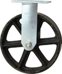 Albion - 8" Diam x 2" Wide x 9-1/2" OAH Top Plate Mount Rigid Caster - Semi-Steel, 1,050 Lb Capacity, Roller Bearing, 4 x 4-1/2" Plate - Americas Industrial Supply