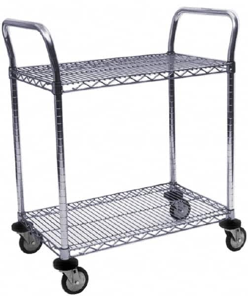 Value Collection - 800 Lb Capacity, 18" Wide x 42" Long x 39" High Wire Cart - 2 Shelf, Steel, Swivel Casters - Americas Industrial Supply