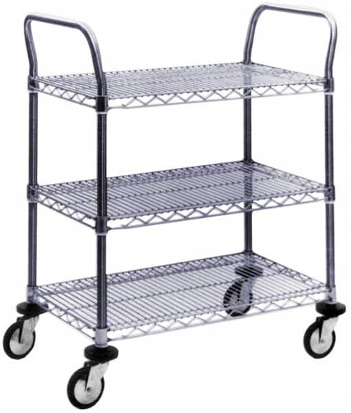 Value Collection - 600 Lb Capacity, 24" Wide x 60" Long x 39" High Wire Cart - 3 Shelf, Steel, Swivel Casters - Americas Industrial Supply