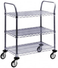 Value Collection - 600 Lb Capacity, 18" Wide x 72" Long x 39" High Wire Cart - 3 Shelf, Steel, Swivel Casters - Americas Industrial Supply