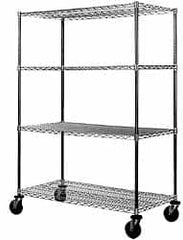 Value Collection - 800 Lb Capacity, 4 Shelf, Rubber Wire Stem Caster Truck - 42" Long x 24" Wide x 79" High, 5" Diam Wheels - Americas Industrial Supply