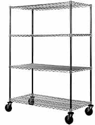 Value Collection - 600 Lb Capacity, 4 Shelf, Rubber Wire Stem Caster Truck - 72" Long x 18" Wide x 79" High, 5" Diam Wheels - Americas Industrial Supply