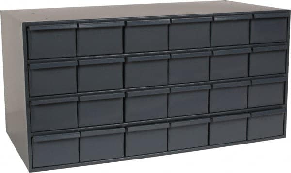 Durham - 24 Drawer, Small Parts Steel Storage Cabinet - 17-1/4" Deep x 33-3/4" Wide x 17" High - Americas Industrial Supply