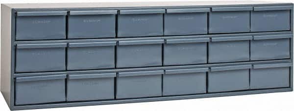 Durham - 18 Drawer, Small Parts Steel Storage Cabinet - 11-5/8" Deep x 33-3/4" Wide x 10-7/8" High - Americas Industrial Supply