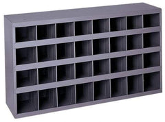 Durham - 32 Bin Bin Shelving Unit with Openings - 33-3/4 Inch Overall Width x 8-1/2 Inch Overall Depth x 19-1/4 Inch Overall Height, Gray Steel Bins - Americas Industrial Supply