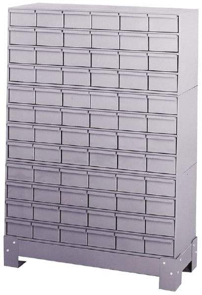 Durham - 72 Bin Bin Shelving Unit with Drawers - 34-1/8 Inch Overall Width x 12-1/4 Inch Overall Depth x 48-1/8 Inch Overall Height, Gray Steel Bins - Americas Industrial Supply