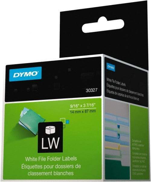 Dymo - 9/16" Wide x 3-7/16" Long, White File Folder Label - For DYMO LabelWriter Printers - Americas Industrial Supply