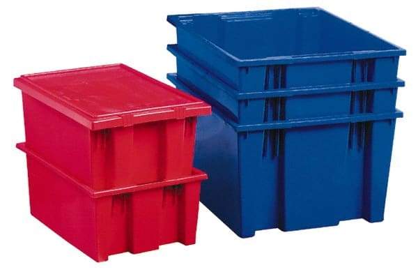 Akro-Mils - 1.7 Cu Ft, 85 Lb Load Capacity Blue Polyethylene Tote Container - Stacking, Nesting, 19-1/2" Long x 15-1/2" Wide x 13" High - Americas Industrial Supply