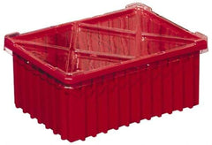 Akro-Mils - 0.44 Cu Ft, 35 Lb Load Capacity Red Polypropylene Dividable Container - Stacking, 16-1/2" Long x 10.9" Wide x 6" High - Americas Industrial Supply
