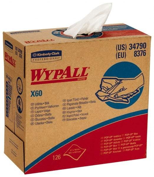 WypAll - Dry Shop Towel/Industrial Wipes - Pop-Up, 16-3/4" x 9" Sheet Size, White - Americas Industrial Supply