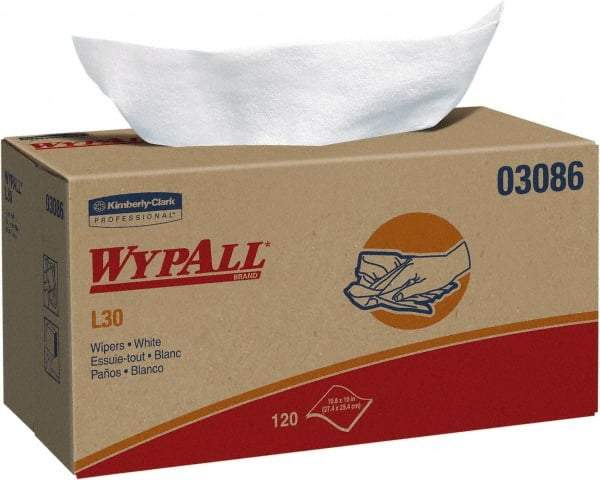 WypAll - L30 Dry General Purpose Wipes - Pop-Up, 10-3/4" x 10" Sheet Size, White - Americas Industrial Supply