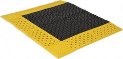 Notrax - 3' Long, Dry/Wet Environment, Anti-Fatigue Matting - Black with Yellow Borders, Vinyl with Vinyl Base, Beveled on 3 Sides - Americas Industrial Supply