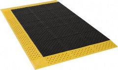 Notrax - 6' Long, Dry/Wet Environment, Anti-Fatigue Matting - Black with Yellow Borders, Vinyl with Vinyl Base, Beveled on 3 Sides - Americas Industrial Supply