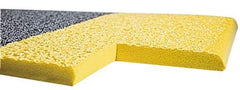 Wearwell - 3' Long x 2' Wide, Dry Environment, Anti-Fatigue Matting - Black with Yellow Borders, Urethane with Vinyl Sponge Base, Rounded on 4 Sides - Americas Industrial Supply