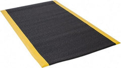 Wearwell - 5' Long x 3' Wide, Dry Environment, Anti-Fatigue Matting - Black with Yellow Borders, Urethane with Vinyl Sponge Base, Rounded on 4 Sides - Americas Industrial Supply