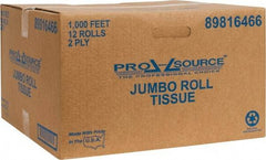 PRO-SOURCE - 1,000' Roll Length x 3-5/8" Sheet Width, Jumbo Roll Toilet Tissue - 2 Ply, White, Recycled Fiber - Americas Industrial Supply