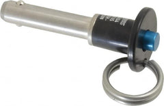 Jergens - 5/16" Diam, 1" Usable Length, Button Handle, Push Button Quick Release Pin - 2-1/4" Overall Length, Grade 17-4 Stainless Steel, Passivated Finish - Americas Industrial Supply