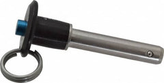 Jergens - 3/8" Diam, 1-1/2" Usable Length, Button Handle, Push Button Quick Release Pin - 3" Overall Length, Grade 17-4 Stainless Steel, Passivated Finish - Americas Industrial Supply