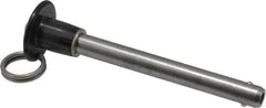 Jergens - 3/8" Diam, 3" Usable Length, Button Handle, Push Button Quick Release Pin - 4-1/2" OAL, Grade 17-4 Stainless Steel, Passivated Finish - Americas Industrial Supply