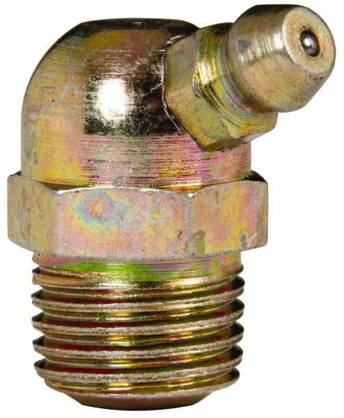 Value Collection - 65° Head Angle, 1/4 NPT Steel Thread-Forming Grease Fitting - 14.29mm Hex - Americas Industrial Supply