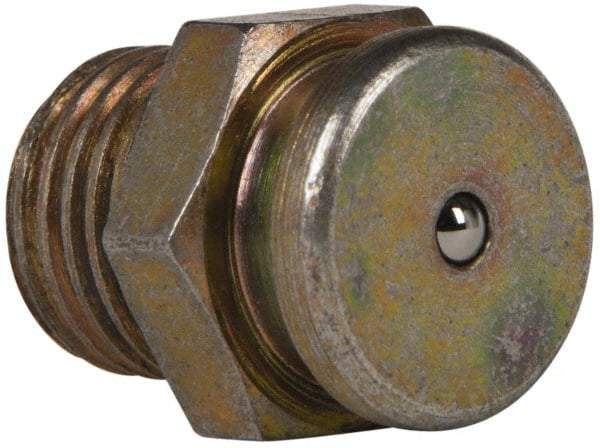 Value Collection - Straight Head Angle, 1/4 NPT Steel Button-Head Grease Fitting - 15.88mm Hex - Americas Industrial Supply